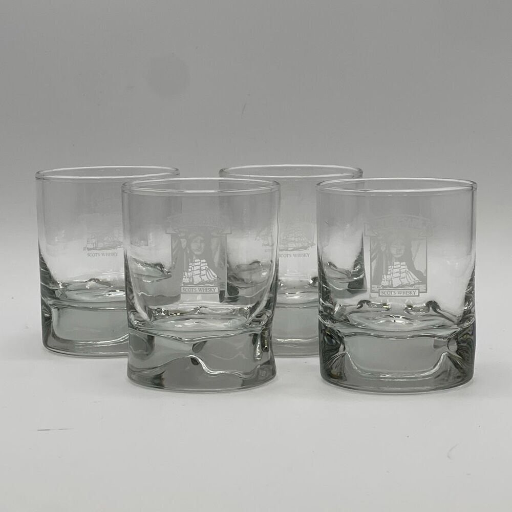 Set of 4 CUTTY SARK One Size Clear Scots Cocktail Whiskey Glasses High Ball NWOT